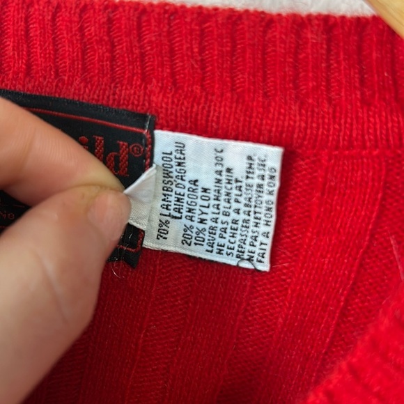 Vintage Angora Lambswool vest top cherry red size small ribbed v neck - Picture 5 of 7